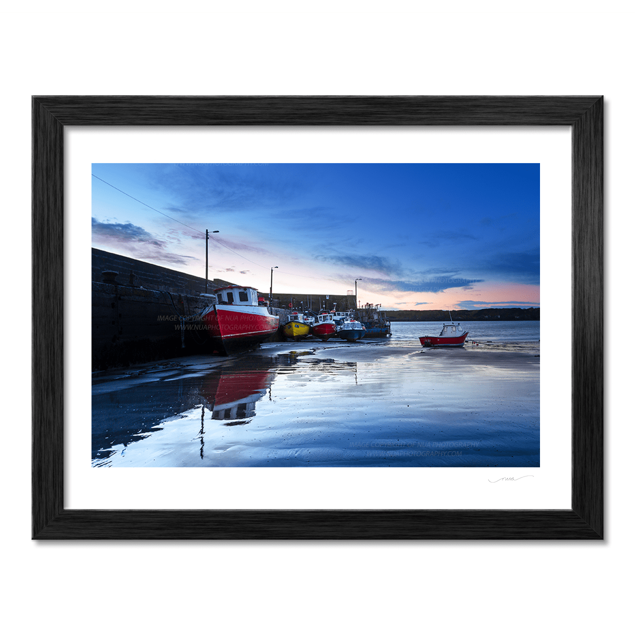 Nua Photography Print Red boat Loughshinny Harbour 54