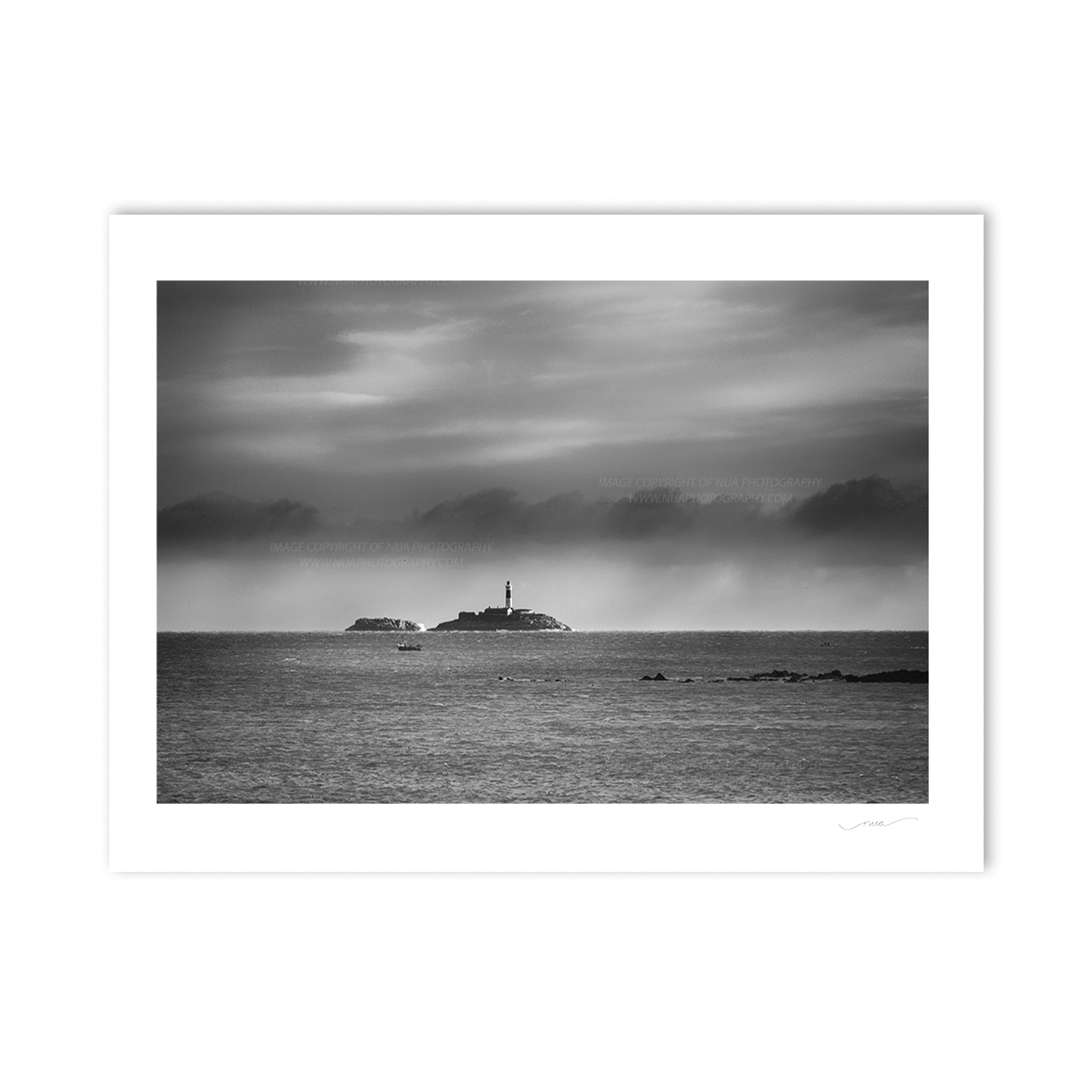 Nua Photography Print Rockabill Lighthouse on a stormy day 53